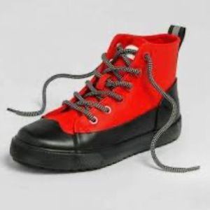 Hunter for Target kids red canvas black sole lace up rain boots shoes